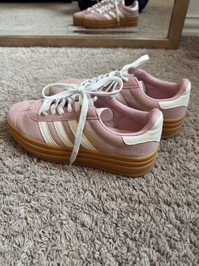 adidas Pink Suede Platform Sneakers with Gum Sole